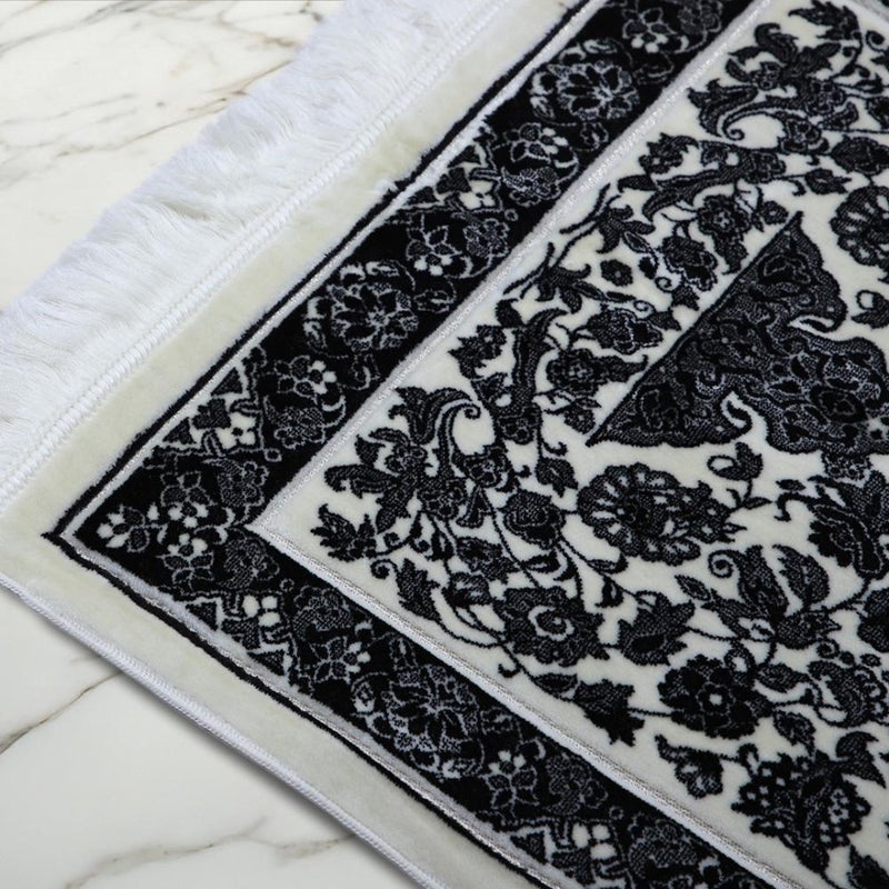 Melen Turkish Acrylic Prayer Mat - Tayba - Black - Cream - Image 2
